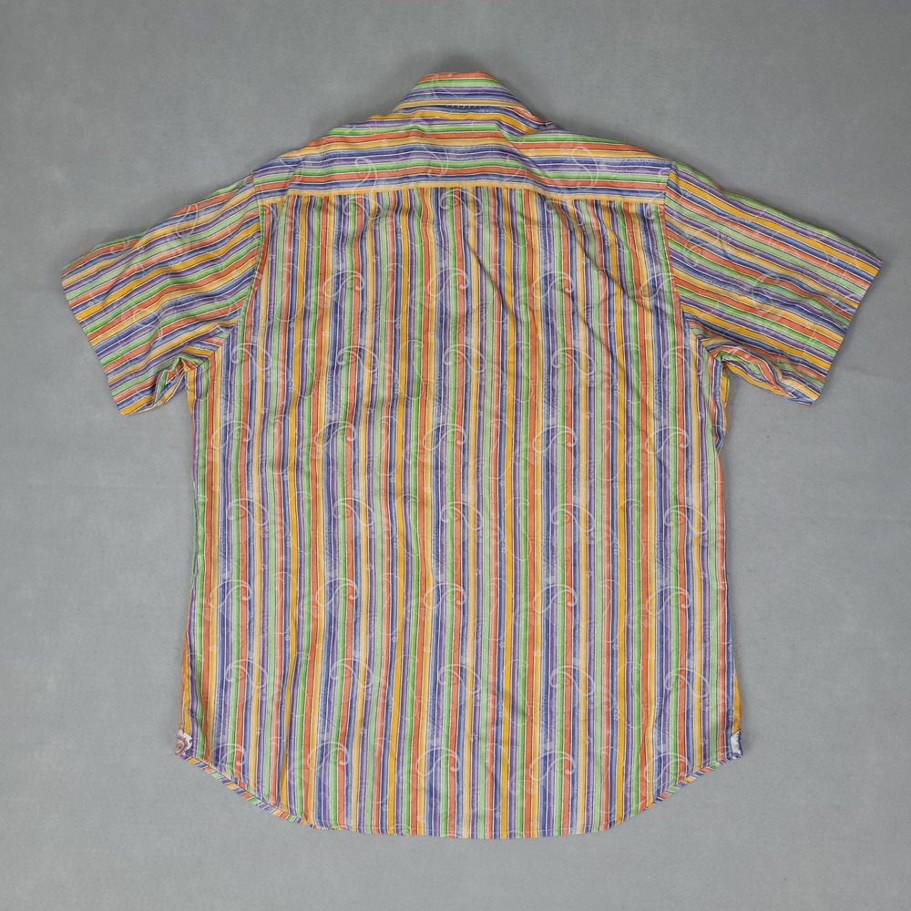 Robert Graham Shirt Mens M Multi Stripe Paisley Classic Fit Cotton Short Sleeve - Picture 4 of 9